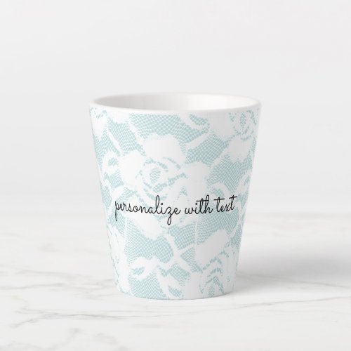 Mint and white lace roses floral  latte mug