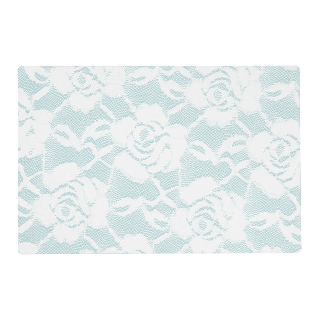 Mint and white lace roses floral  placemat (Front)