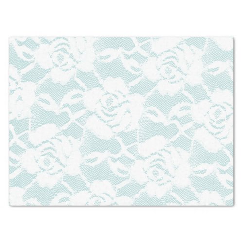 Mint and white lace roses floral  tissue paper