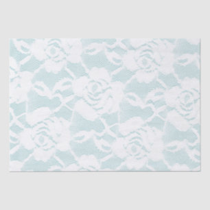 Mint and white lace roses floral  tissue paper