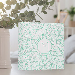 Mint and White Modern Geometric Pattern Monogram Binder