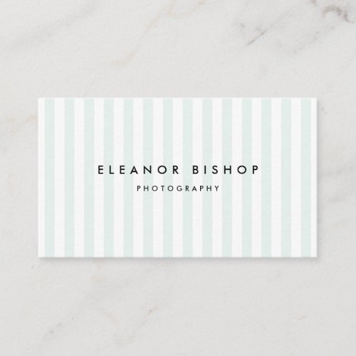 Mint and White Pinstripes Pattern Modern Business Card