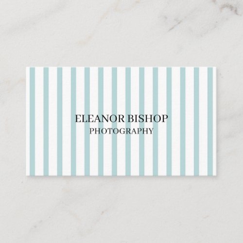 Mint and White Pinstripes Pattern Modern Business Card