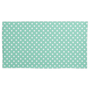 Mint and white polka dots king size pillowcase