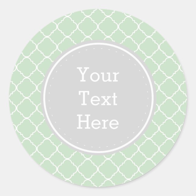 Mint and White Quatrefoil Classic Round Sticker (Front)