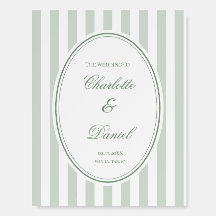 Mint and White Stripe Wedding Sign Custom