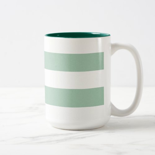 Mint and White Stripes Two_Tone Coffee Mug