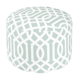 Mint and White Trellis Editable Colors Pouf