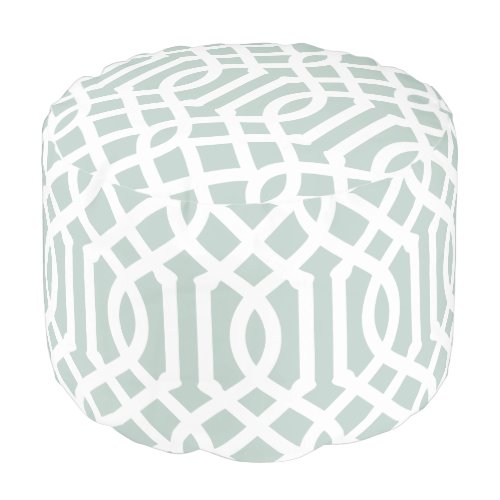 Mint and White Trellis  Editable Colors Pouf