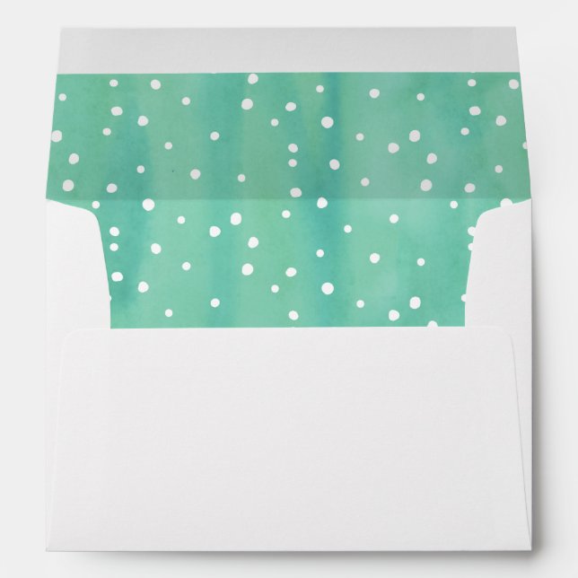 Mint and White Watercolor Dots Envelope (Back (Bottom))
