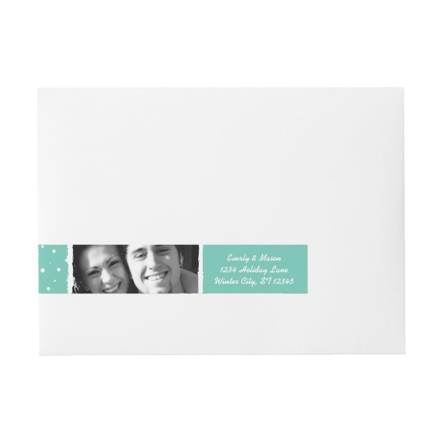 Mint and White Your Photo Christmas Wrap Around Address Label (Front)