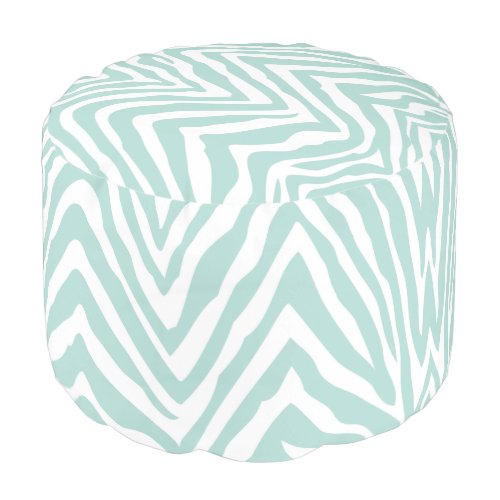 Mint and White Zebra Print Pouf