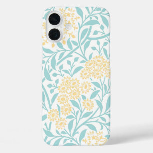 Mint and Yellow Floral Damask Pattern iPhone 16 Plus Case