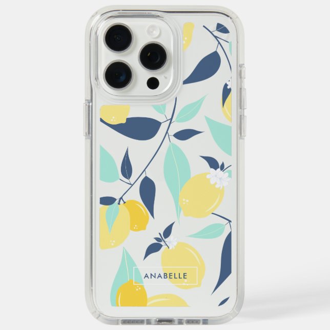 Mint and Yellow Lemons Pattern Speck iPhone Case (Front (White Titanium))