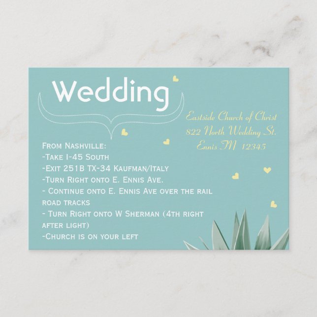 Mint and Yellow Succulent Wedding Enclosure Card (Front)