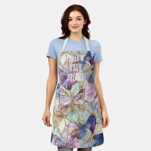 Mint Aqua Blue Purple Butterflies Apron