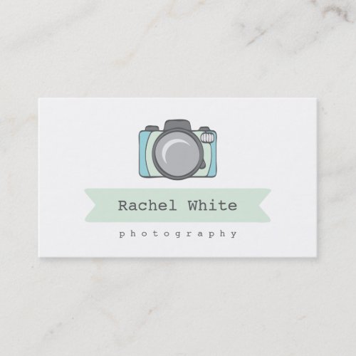 Mint &amp; Aqua Camera Logo Business Cards