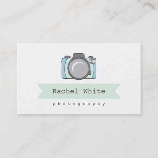 Customizable Mint &amp; Aqua Camera Logo Business Cards