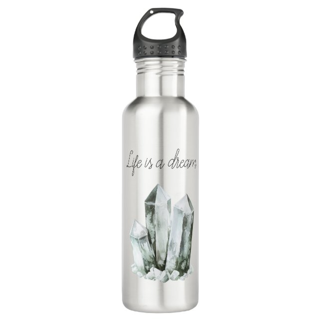 Mint Aqua Crystals Dream Stainless Steel Water Bottle (Front)