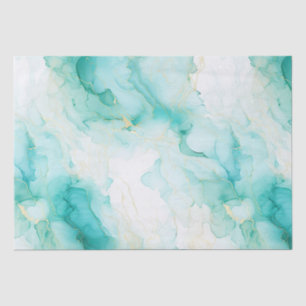 Mint Aqua Glam Elegant Gold Marble Tissue Paper