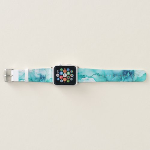 Mint Aqua Ink Marble Apple Watch Band