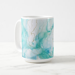 Mint Aqua Ink Marble Coffee Mug