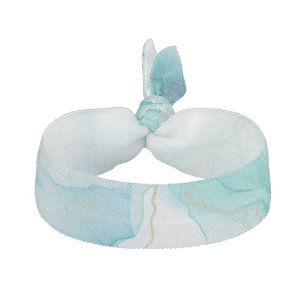 Mint Aqua Ink Marble Elastic Hair Tie