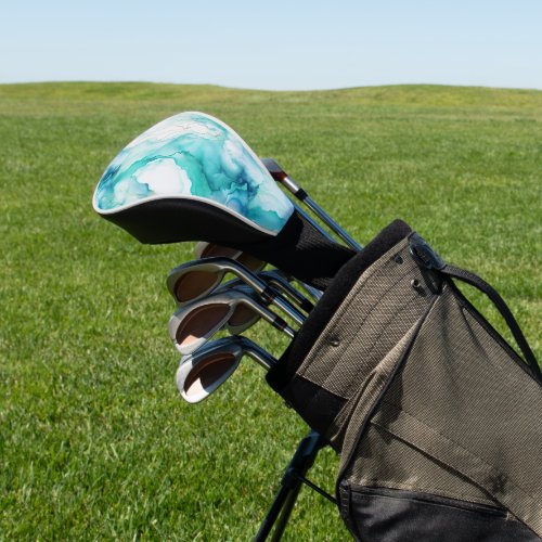 Mint Aqua Ink Marble Golf Head Cover