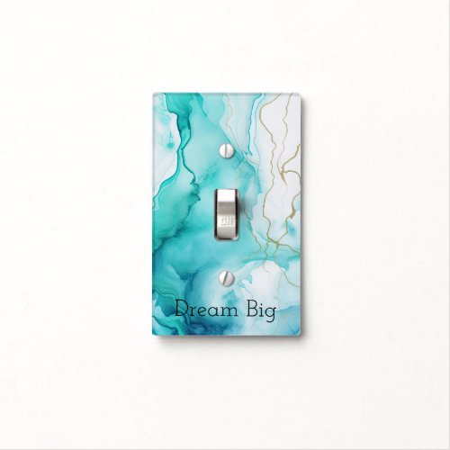 Mint Aqua Ink Marble Light Switch Cover