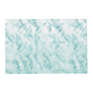 Mint Aqua Ombre Tropical Leaves Placemat