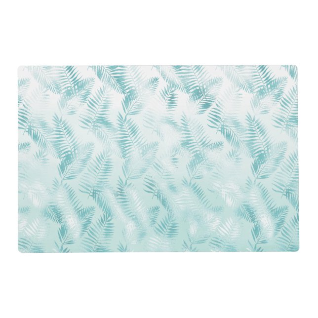 Mint Aqua Ombre Tropical Leaves   Placemat (Front)