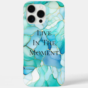 Mint Aqua Pearl Gold Marble  iPhone 16 Pro Max Case