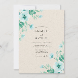 Mint Aqua Petal Wedding Invitation