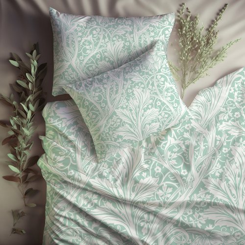 Mint Arcadia William Morris Hawthorn Leaf Pattern Duvet Cover