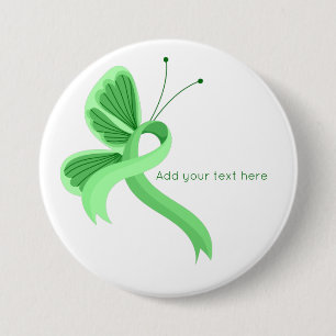 Mint Awareness Ribbon Butterfly  Button