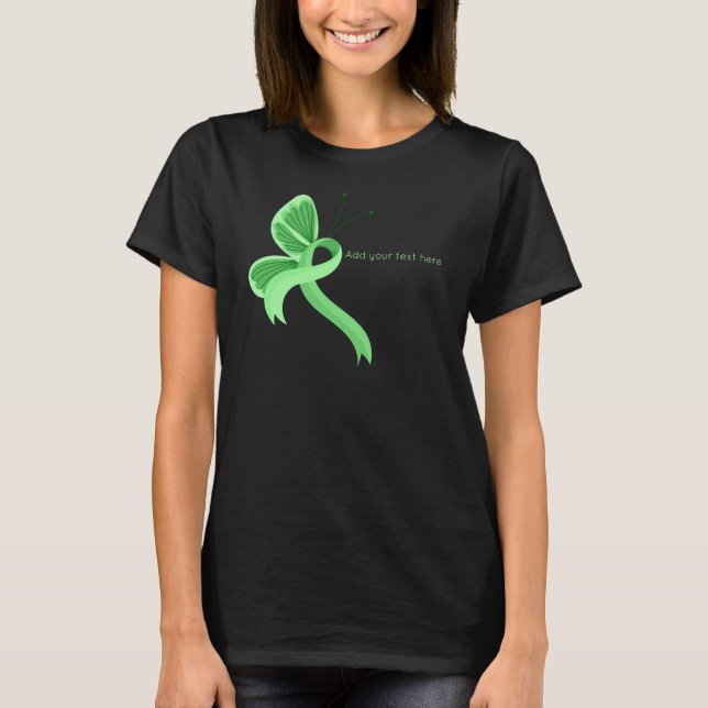 Mint Awareness Ribbon Butterfly T-Shirt (Front)