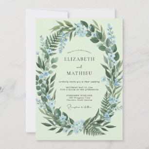 Mint Azure Fern Wedding Invitation