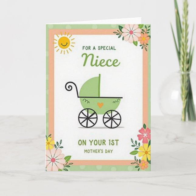 Mint Baby Carriage Mothers Day Card (Front)