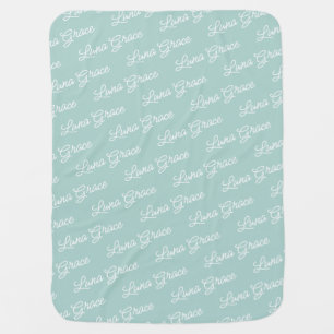 Mint Baby Girl Personalized Name Custom Baby Blanket