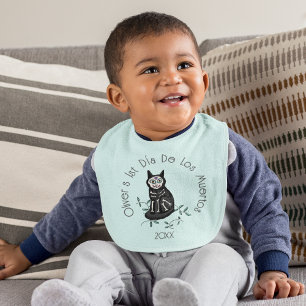 Mint Babys 1st Dia De Los Muertos Skeleton Cats Baby Bib