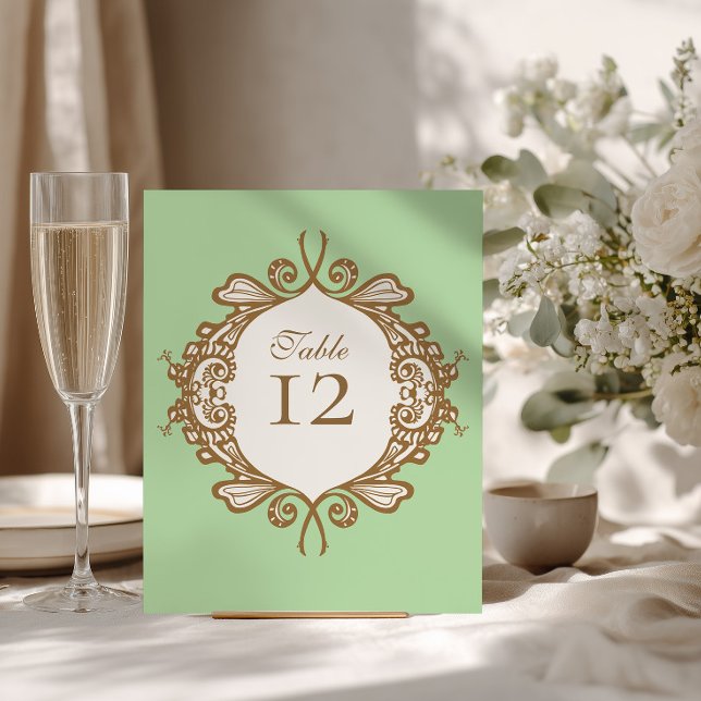 Mint Baroque Wedding Table Number Pedestal Sign (Creator Uploaded)
