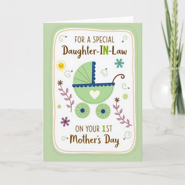 Mint Bassinet Congrats Card (Front)