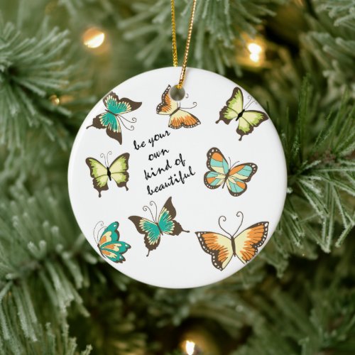 Mint Be Your Own Beautiful Butterflies Ceramic Ornament