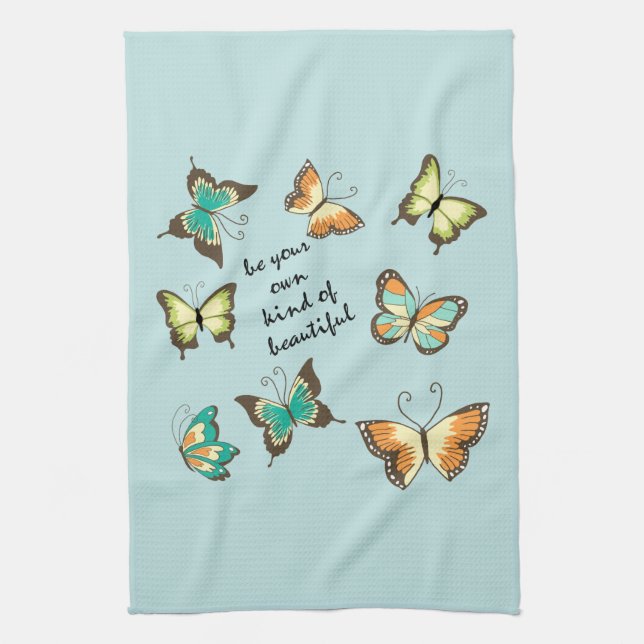 Mint Be Your Own Beautiful Butterflies Kitchen Towel (Vertical)
