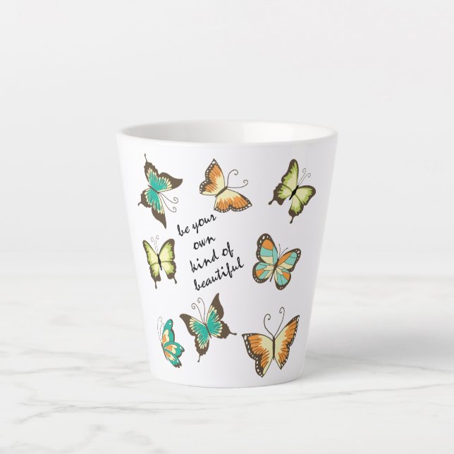 Mint Be Your Own Beautiful Butterflies Latte Mug (Front)