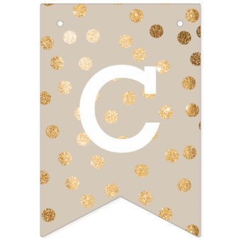 Mint Beige Faux Gold Glitter Dots Congratulations Bunting Flags | Zazzle