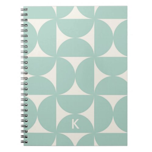 Mint  Beige Modern Half Circle Geometric Abstract Notebook