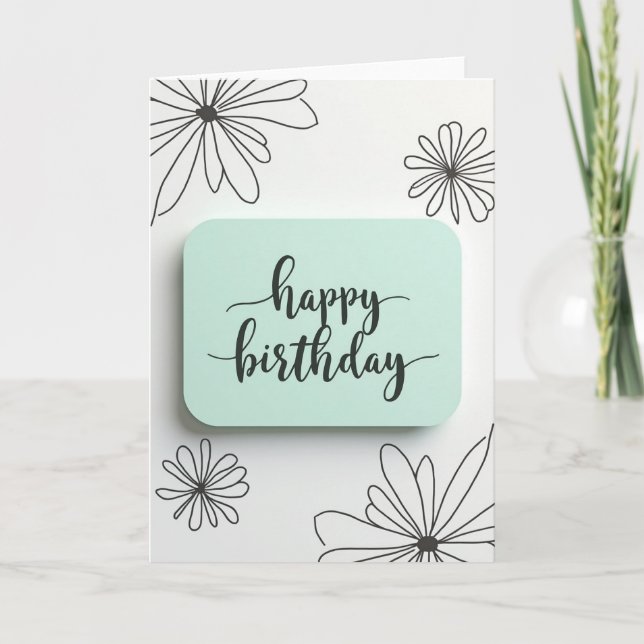 Mint Birthday Illustration Card (Front)
