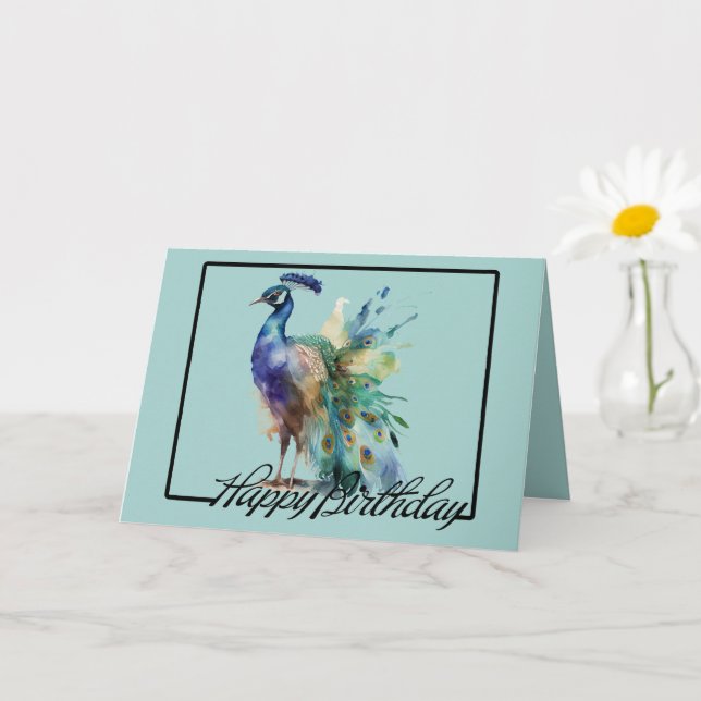 Mint Birthday Peacock Card (Small Plant)