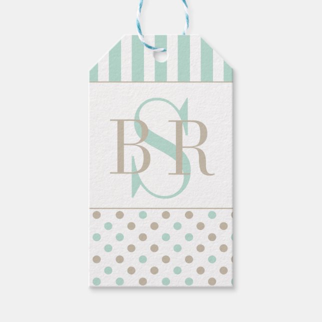 MINT BISQUE DOTS STRIPES Gift Tags (Front)